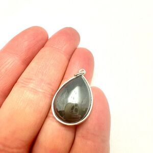 Hematite and Sterling Silver Pendant 925 Stamped